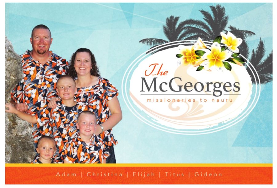 McGeorge family prayer card: The McGeorges, missionaries to Nauru